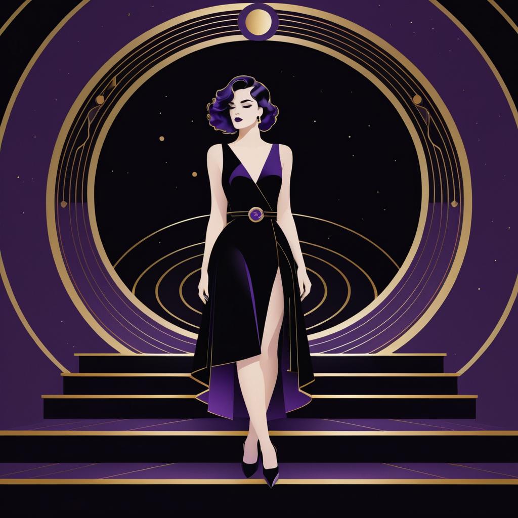 Art Deco Minimalist Stylish Woman Illustration