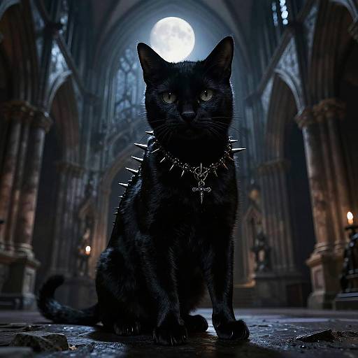 Black Metal Cat in Gothic Cathedral