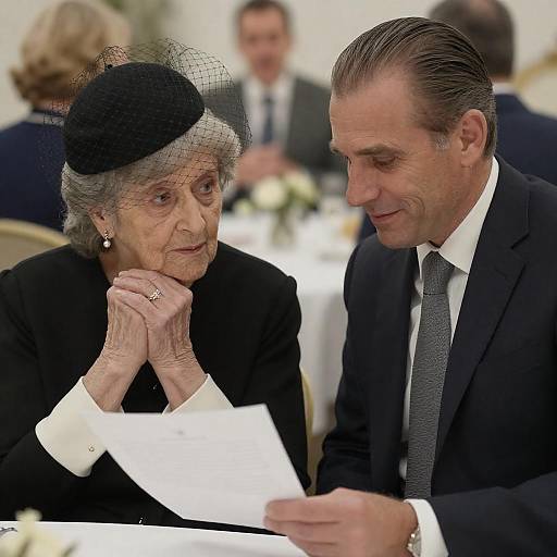 Elderly Woman and Man in Suit