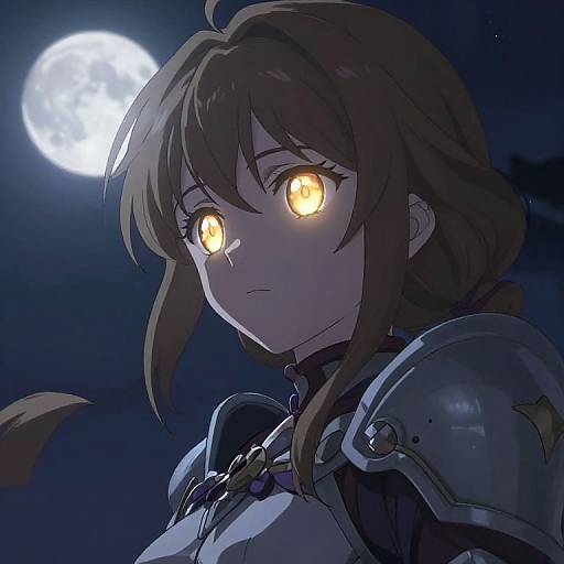 Anime Character with Glowing Hazel Eyes