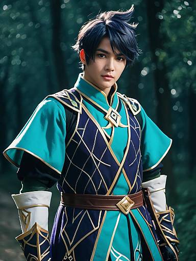 Man in Childe Genshin Impact Cosplay Outfit