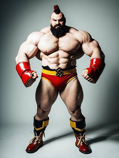 Man in Realistic Zangief Cosplay Costume