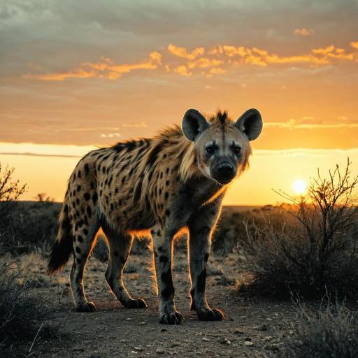 Hyena at Sunset in Scrubland