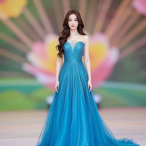 Girl in Peacock Blue Gown