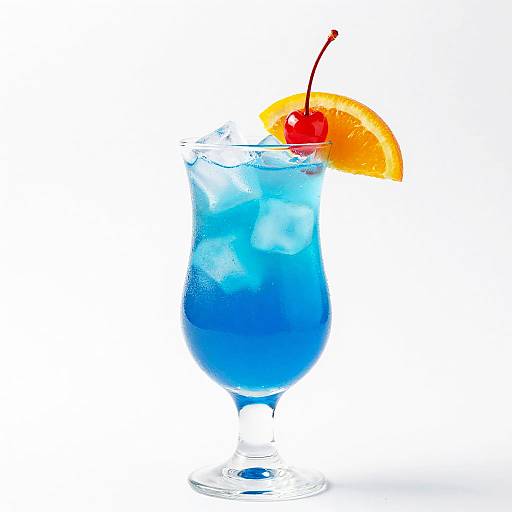 Vibrant Blue Cocktail with Fruit Garnish