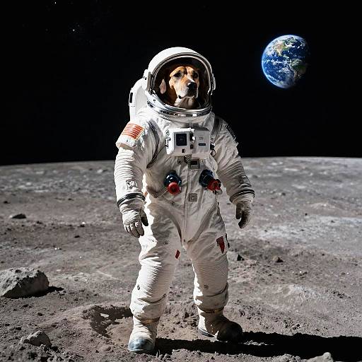Heroic Dog Astronaut on Moon