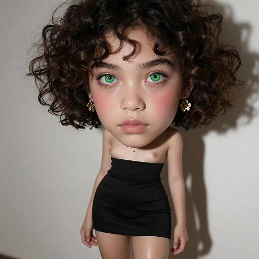 Green-Eyed Curly Bob Supermodel Portrait