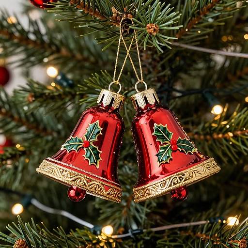 Vibrant Red Christmas Bell Ornaments