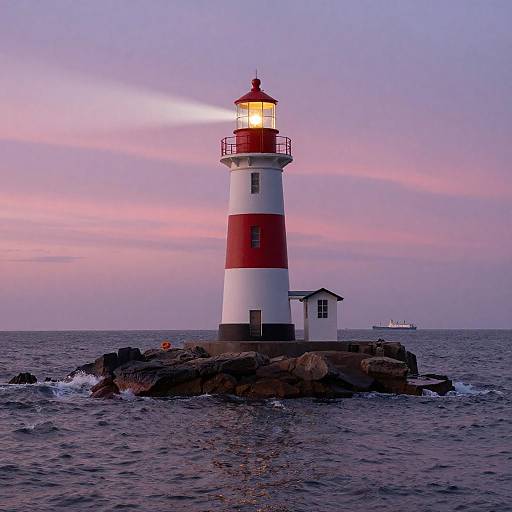 Lighthouse at Sunset on Rocky Island