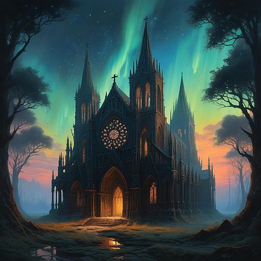 Ethereal Gothic Cathedral at Dawn