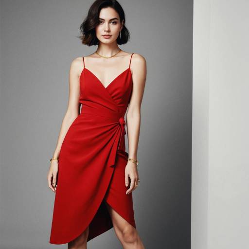 Elegant Woman in Red Cocktail Dress