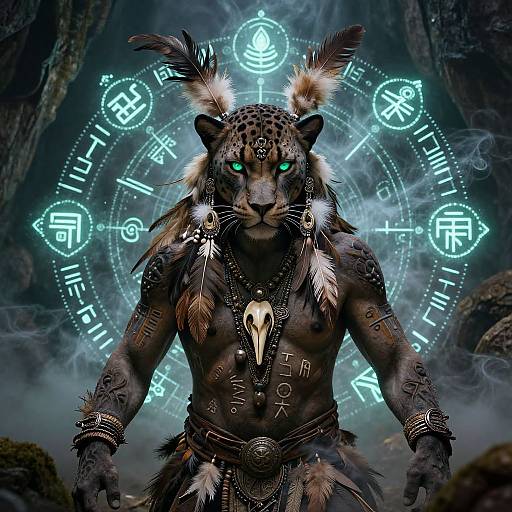 Panther Humanoid Shaman in Mystic Cave