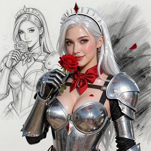 Photorealistic Armored Maid with Rose