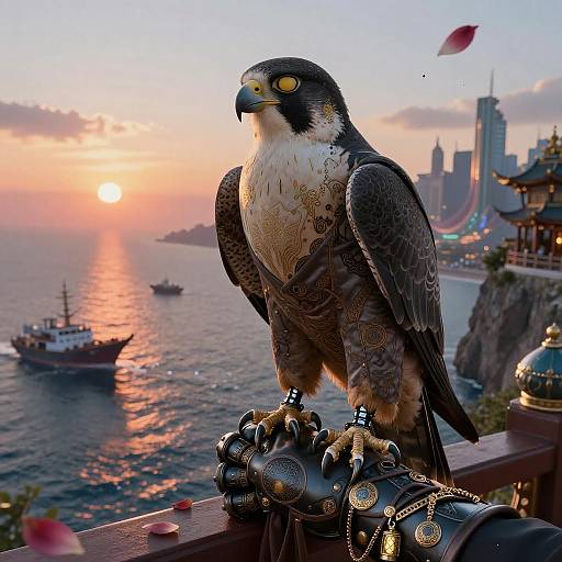 Lacquered Peregrine on Neon Ocean Balcony