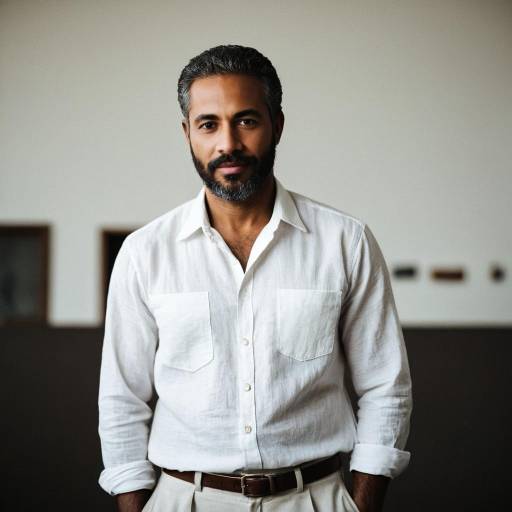 Mature Man in White Linen Shirt