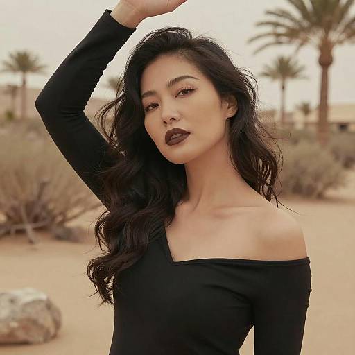 Serene Asian Woman in Desert Light