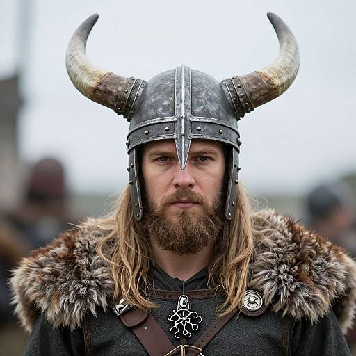 Adult Male Viking Costume with Horns