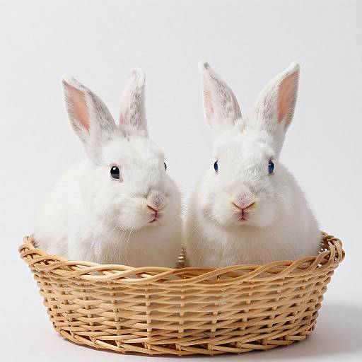 Two Fluffy Rabbits in a Basket