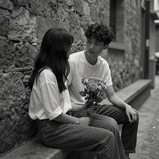 Intimate Black-and-White Alley Moment