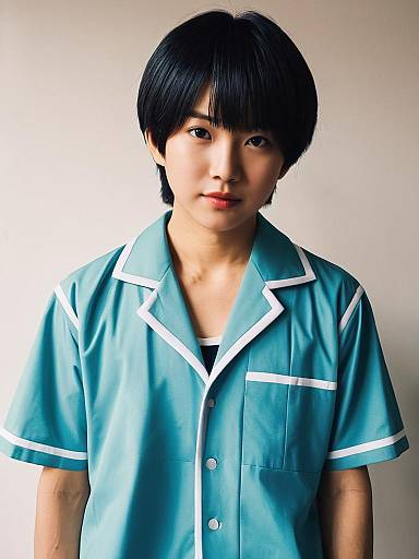 Young man in Yamada Kunio-kun cosplay costume