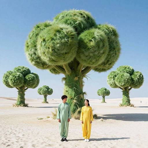 Two Figures in Dreamlike Desert Trees