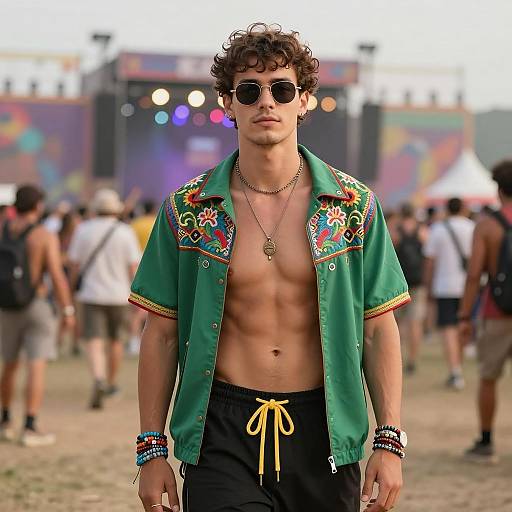 Young Man at Outdoor Music Festival