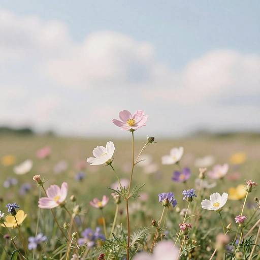 Serene Pastel Meadow with Wildflowers