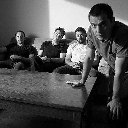 Dramatic Black-and-White Group Portrait