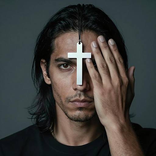 Intense Portrait of a Man with Pendant