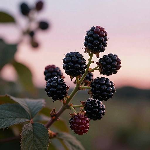 Macro Close-Up of Ripe Blackberries