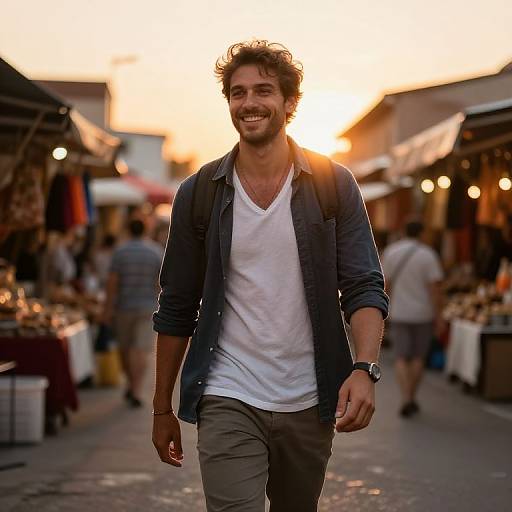 Charismatic Man in Vibrant Market