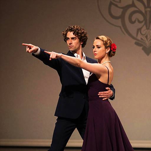Elegant Dancing Couple Pointing Forward