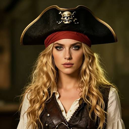 Blonde Female Pirate with Hat