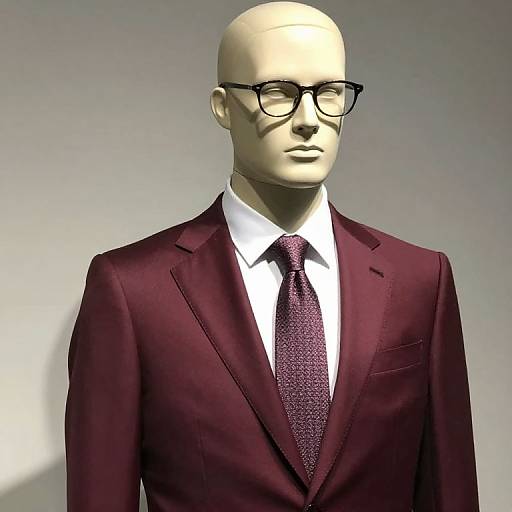 Mannequin in Maroon Suit with Glasses