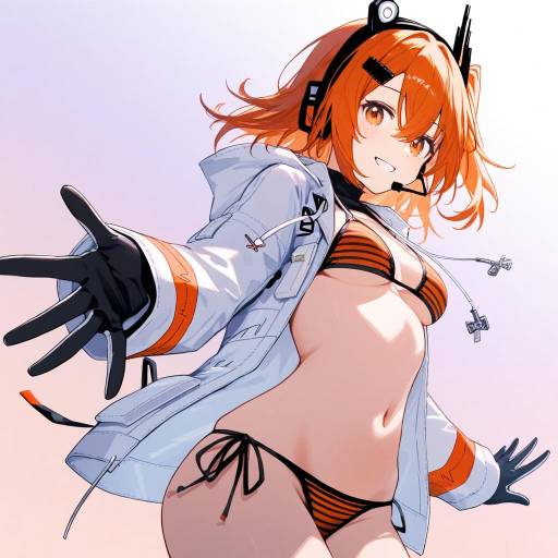 Cyber Cowgirl in Striped Bikini Style