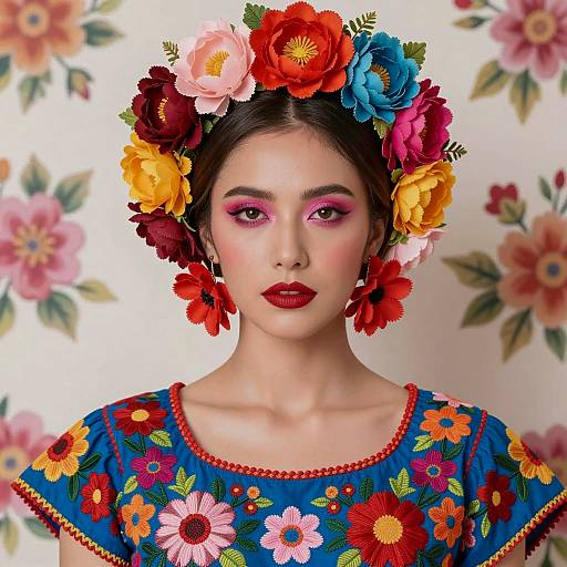 Vibrant Floral Portrait of a Woman