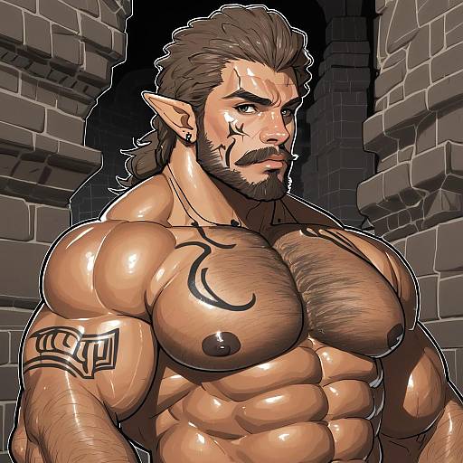 Illustration of Halsin, baldur's gate in the style of Yukie (peach candy)