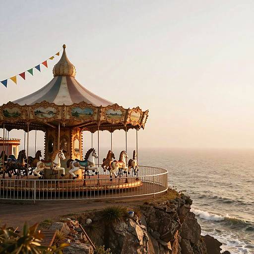 Antique Cliffside Carnival at Sunset