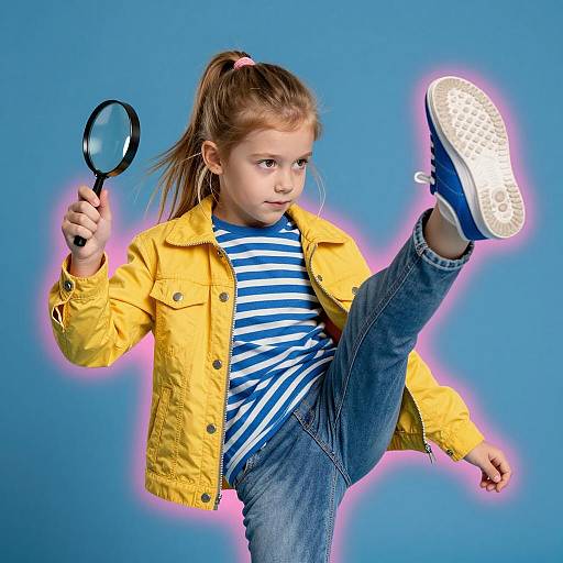 Curious Girl Explorer in Neon Glow
