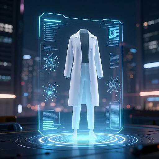 Futuristic AI Interface in Cyberpunk City