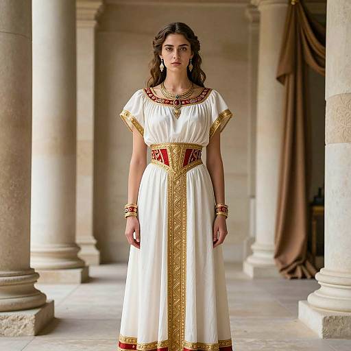 Woman in Ancient Greek-Inspired Dress