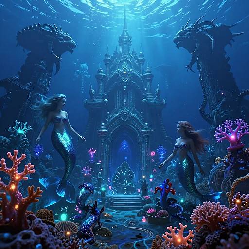Mystical Underwater Kingdom with Mermaids