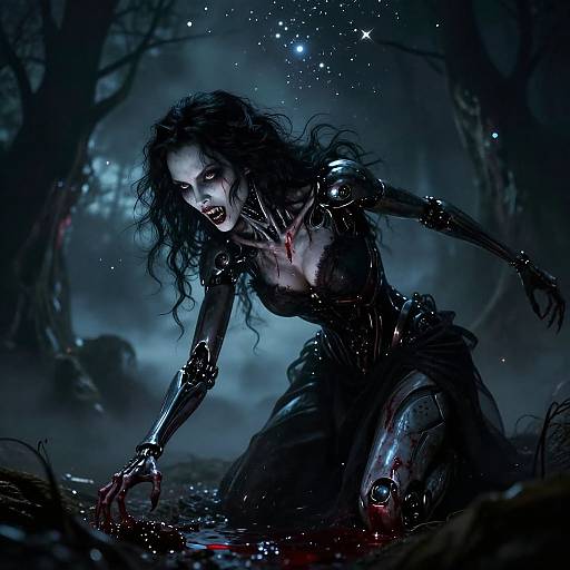Cinematic Dark Fantasy Cyborg Vampire
