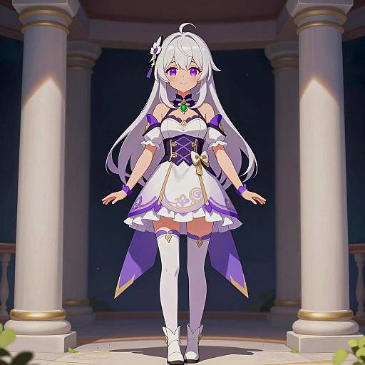 Cute Anime Girl in Elegant Attire