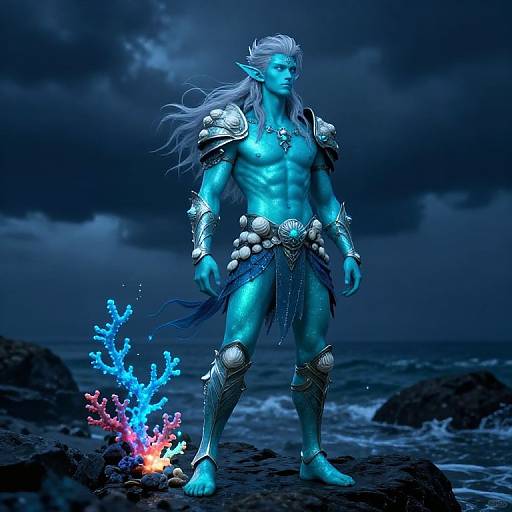 Male Sea Elf on Stormy Shore