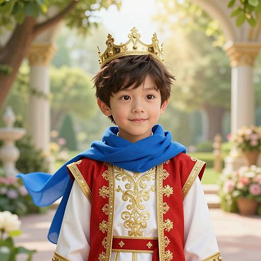 Young Prince in Sunlit Palace Garden