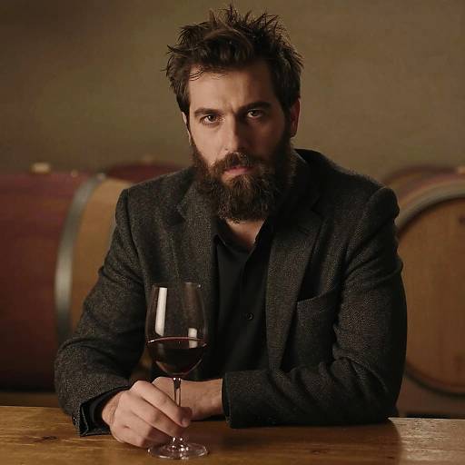 Bearded Man in Wine Cellar Portrait