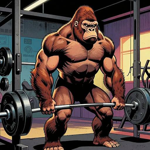 1980s Comic Gorilla Gym Power