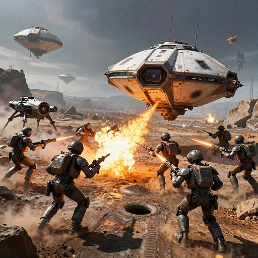 Helldivers 2 Squad Deploying in Battle