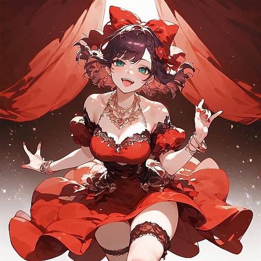 Cheerful Anime Idol at Concert Stage